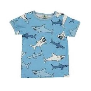 Smfolk T-shirt i Bl med Haj Motiv