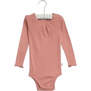 Wheat Blonde rib body, Soft Peach Rose