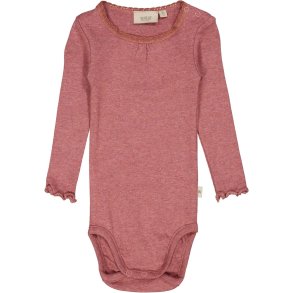 Wheat Blonde rib body, Dark rouge melange