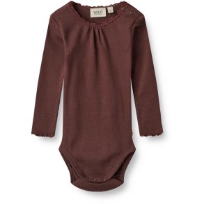 Wheat Blonde rib body LS, Lotta/Aubergine