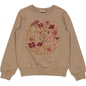 Wheat Sweatshirt, Blomster cirkel/khaki melange
