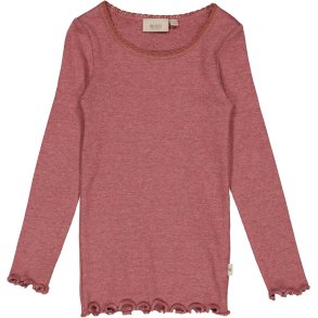 Wheat Rib T-shirt med blonde, Dark rouge melange