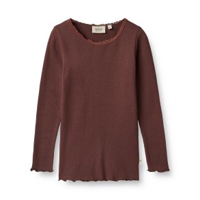 Wheat Blonde rib T-shirt LS, Reese/Aubergine