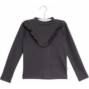 Wheat Rib T-Shirt med Flse, Dark Iron