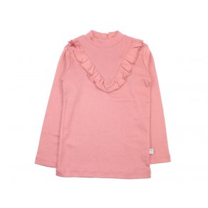 Wheat Rib T-Shirt med Flse, Peach Rose