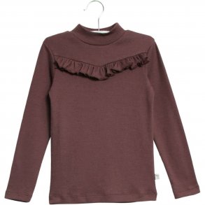 Wheat Rib T-Shirt med Flse, Soft Eggplant