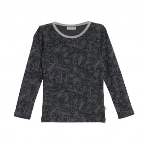 Wheat Langrmet T-shirt med Print, Dyb Bl