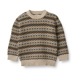 Wheat Strik pullover LS, Elisas/Multi blue