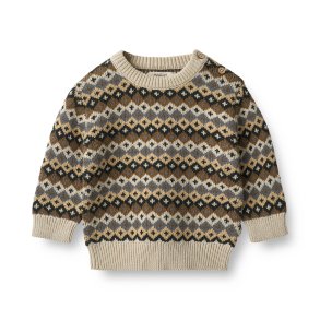 Wheat Strik pullover LS, Elisas/Multi blue
