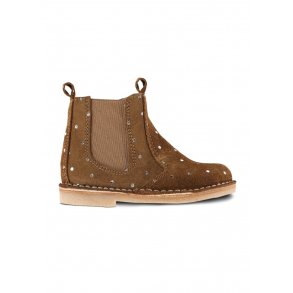 Pom Pom Chelsea Boot, Camel Gold Dot