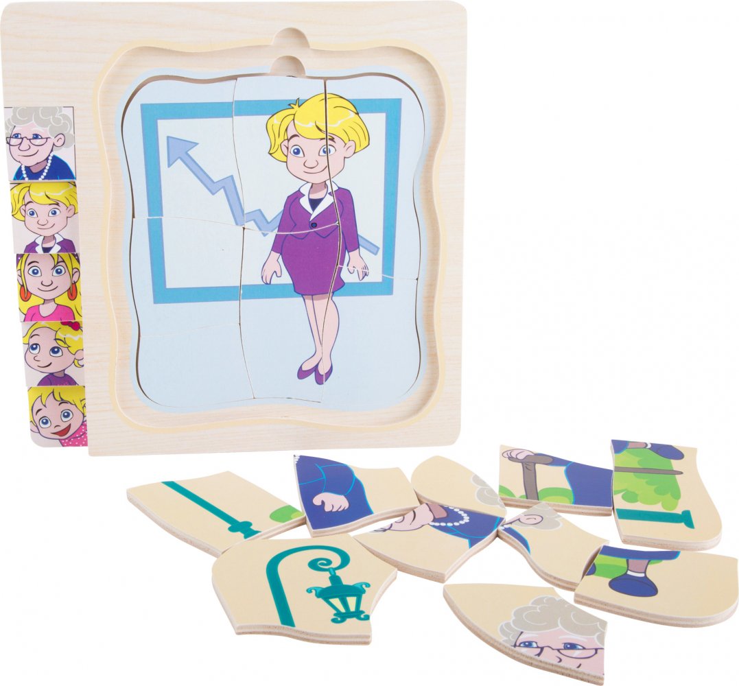 Small Foot Storypuzzle 'Stadt' Aus Holz – 5 Große Puzzleteile Mit Zusätzlichen Setzfiguren, Für Kinder